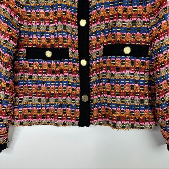 Zara Blogger Limited Edition Textured Tweed Multi Color Blazer Jacket. - Picture 12 of 16